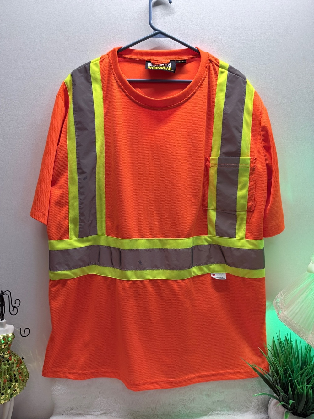 High-Visibility Orange Safety Tee with Reflective Stripes
